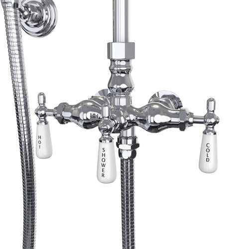 DreamLine Abbey Chrome Exposed Wall Mount Shower Faucet Set with Hand